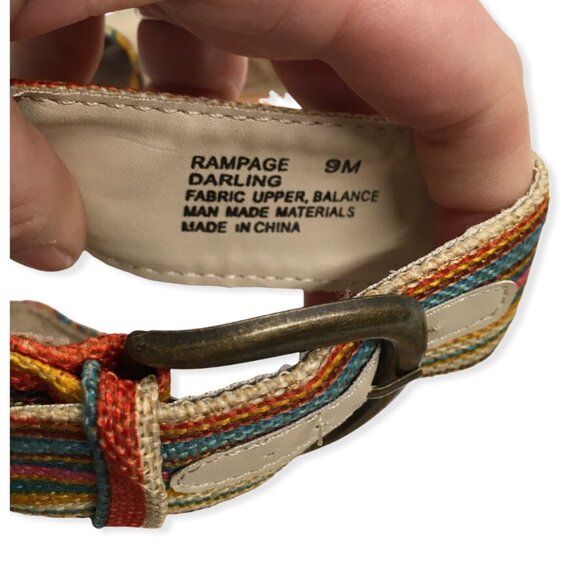 Rampage Low Wedge Sandal Size 9 Colorful Fabric Ankle Strap Darling - Picture 12 of 12